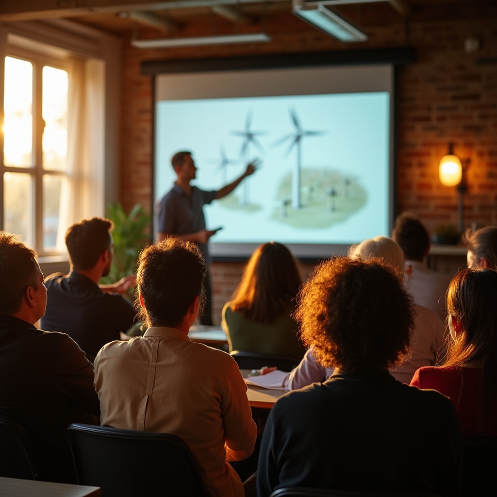 Grupo de personas participando en un taller formativo sobre energías renovables comunitarias